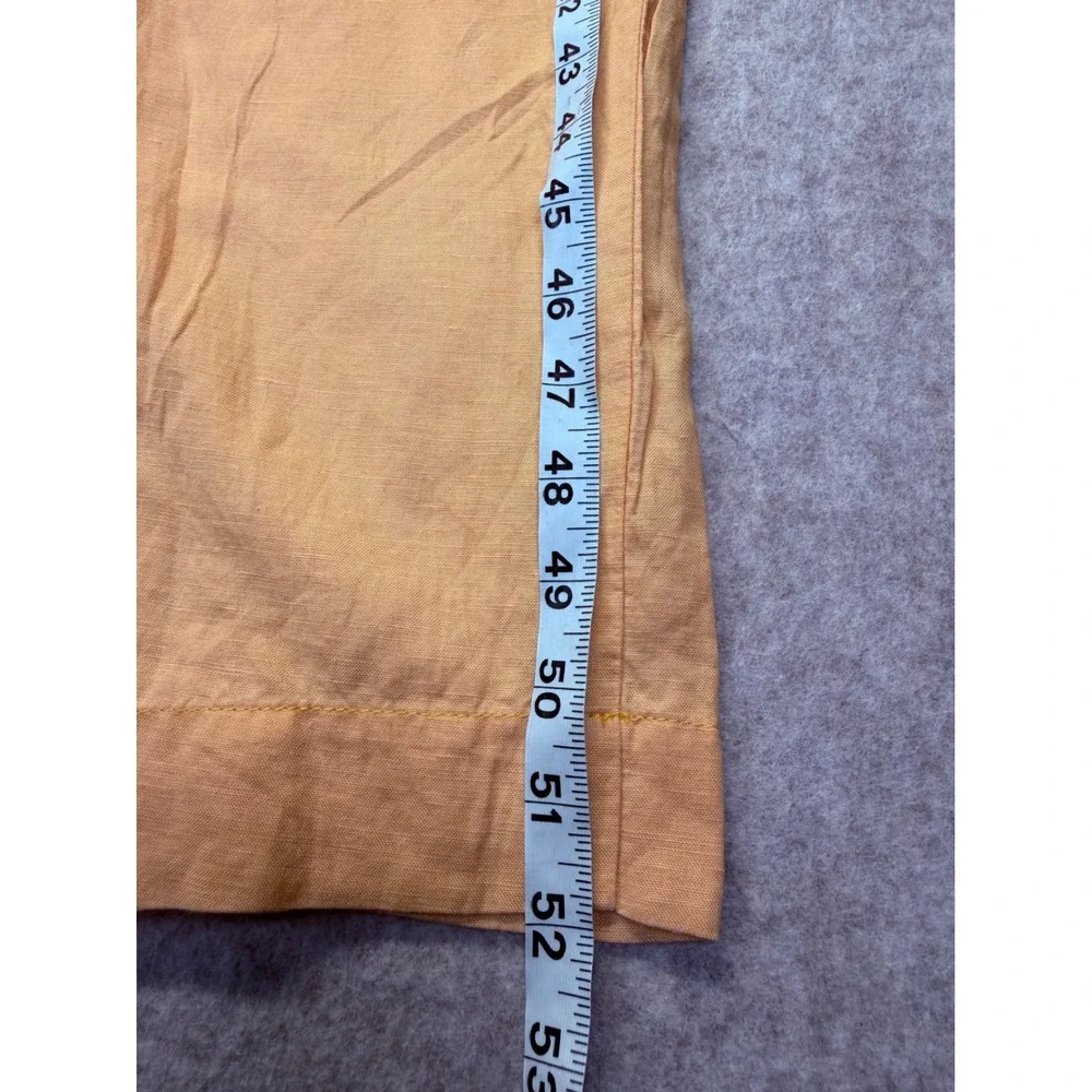 Free People Jumpsuit Womens XS Orange Tie Front Linen Blend Oversized Open Back